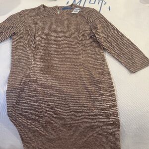 J. McLaughlin Khaki and Cream Abstract Dress